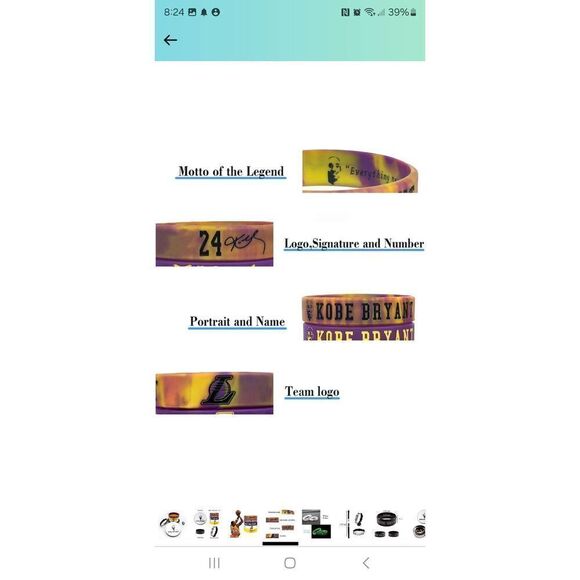 Kobe Bryant RIP Lakers NBA Basketball Silicone Bracelet Bundle Quantity 4 NEW - Picture 3 of 12